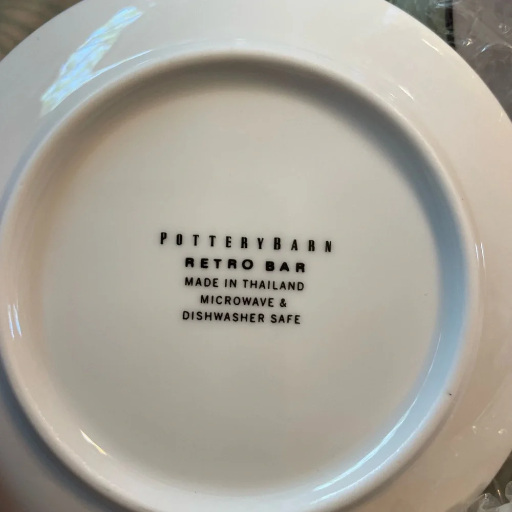 Potterybarn Retro Bar porcelain Mini plates Coaster barware w Cocktail Recipes